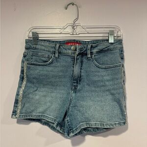 Guess light wash sparkle jean shorts